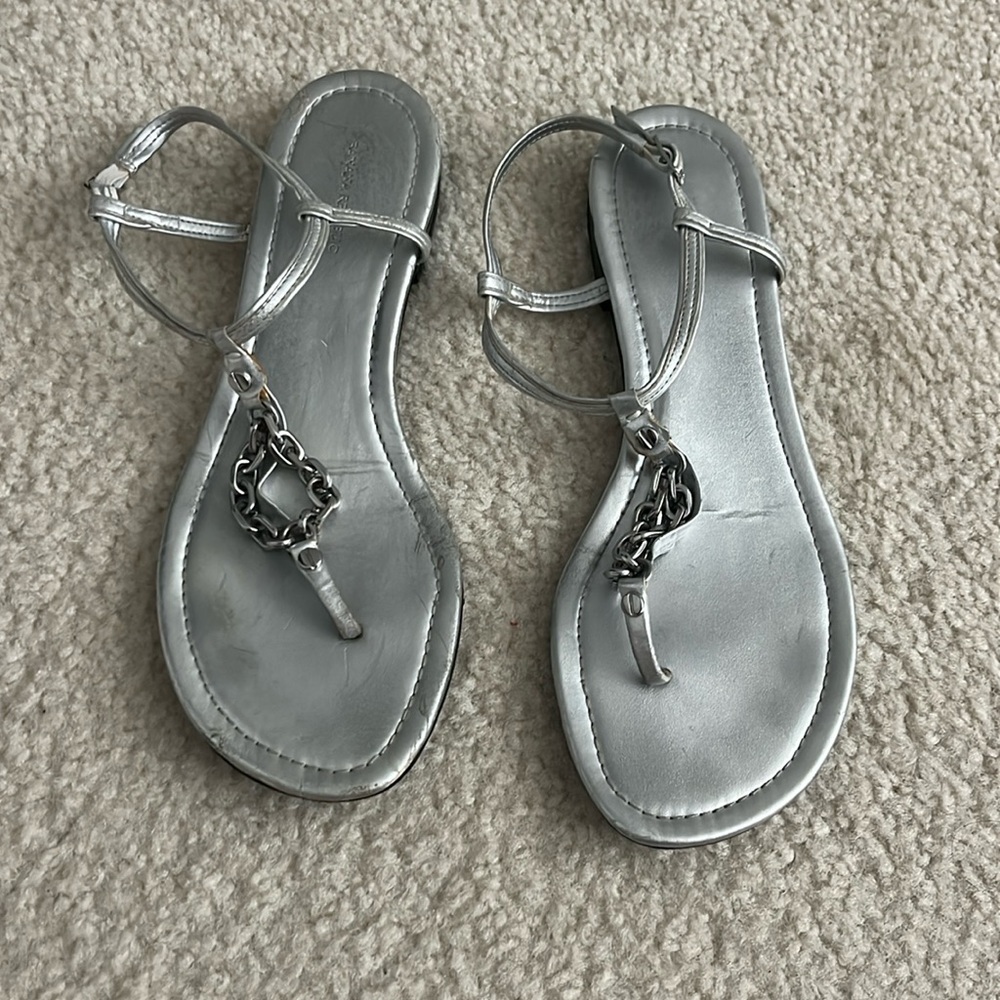 Banana Republic - Silver Color Sandal with Chain, Size 8.5